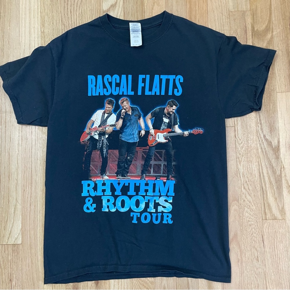 Rascal Flatts T-Shirt Medium Black Tour Rhythm & Roots Country Music Double Tee